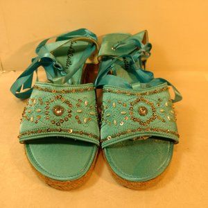 Sand Castles Blue Wedge Sandal Size 9